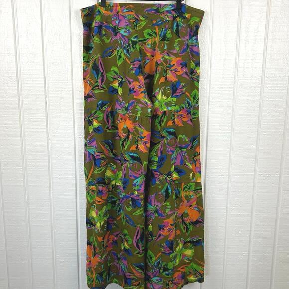 Nanette Lepore Tropical Wide Leg Resort Silk Cover Up Pants Casual Size L - Picture 6 of 7